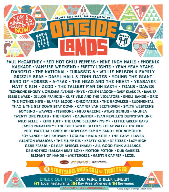 Outside Lands Festival 2013 Lineup