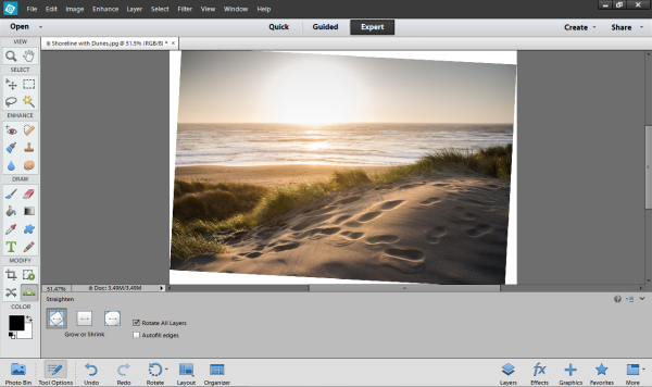PSE Content Aware Fill for Straighten tool
