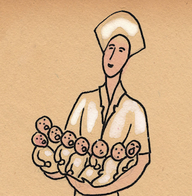 Drawing of 'Felicitas and her babies' by Greta Hartwig