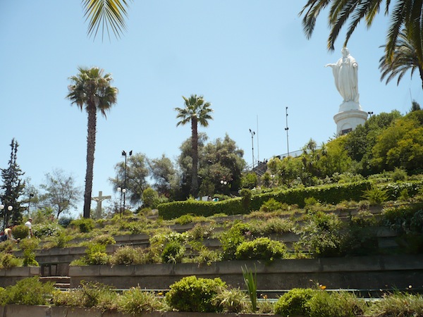 On Cerro San Cristobal with the statue of the Virgin