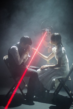 L-R: Hu Chien and Lin Jou-Wen in HUANG YI & KUKA at 3LD Art & Technology Center. Photo by Mingzhe Wang