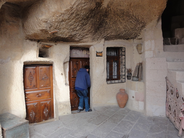 Entering our cave room at the Kelebek Hotel, Goreme, Cappadocia, Turkey