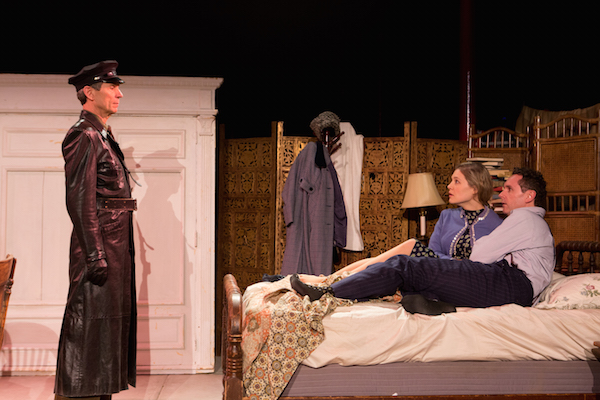 Robin Haynes, Erin Biernard, and Brian J. Carter in 'Collaborators' at Storm Theatre Company. Photo by Michael Abrams