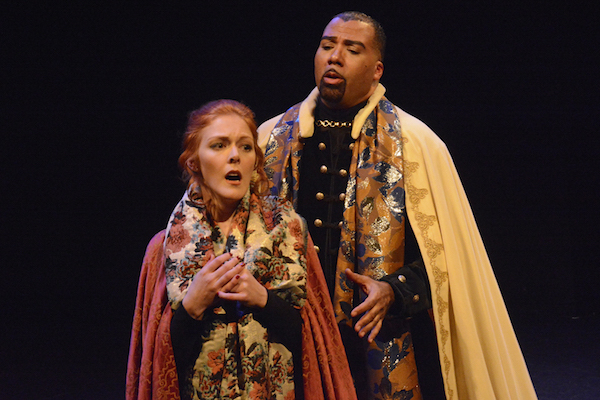 L-R: Jennifer Moore as Léontine and Everett Suttle as Valcour in the little OPERA theatre of ny production of L’Amant Anonyme. Photo by Tina Buckman