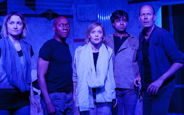 Anna Rahn, Daryl Lathon, Alisha Spielmann, Debargo Sanyal and Arthur Aulisi in RIZING, photo by Isaiah Tanenbaum Flux Theatre