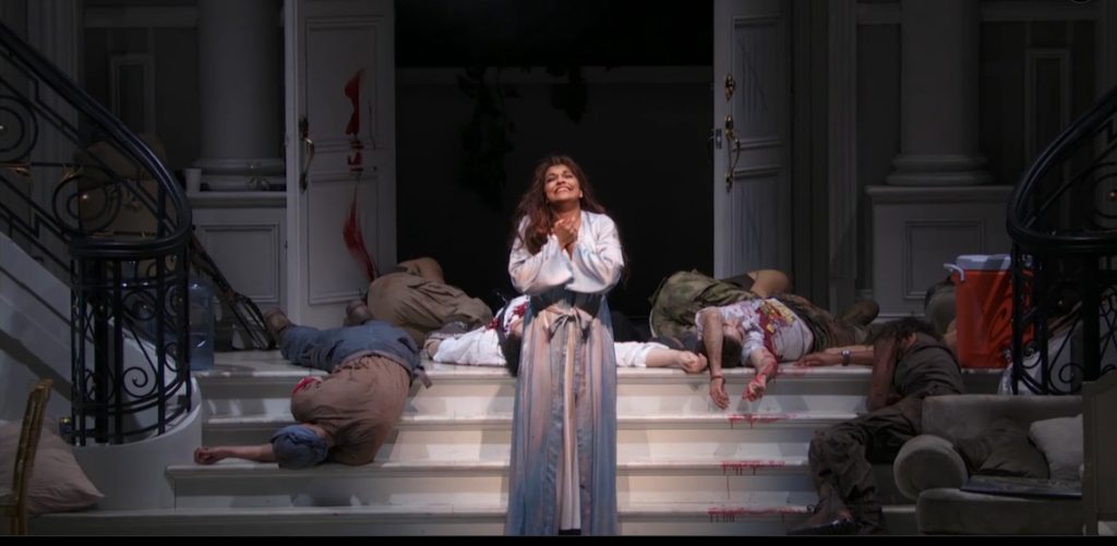 American singer turns her back on the massacred students, professors, labor leaders who sought equality and justice for all, in the opera 'Bel Canto.' Photo: http://www.pbs.org/wnet/gperf/bel-canto-opera-lyric-opera-chicago-full-episode/6243/