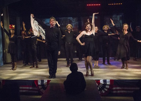 Doug Chitel as Harry Houdini and Elyse Beyer as Evelyn Nesbit with the cast of RAGTIME. (photo by Bella Muccari)
