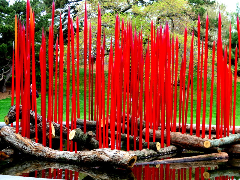 Red Reeds on Logs (2017), NYBG, Chihuly, Dale Chihuly