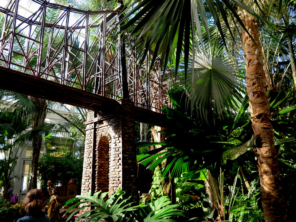 Queensboro Bridge, NYBG Holiday Train Show, new Midtown Manhattan showcase, NYBG Palms of the World Gallery