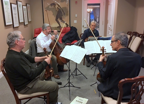 The Emerson String Quartet in rehearsal at IMG (Ilona Oltuski)