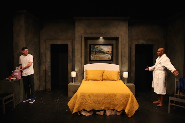 L-R: Spencer Sickmann and Chauncy Thomas in Neil LaBute’s HATE CRIME, part of the 2018 LaBUTE NEW THEATER FESTIVAL at 59E59 Theaters. Photo by Carol Rosegg