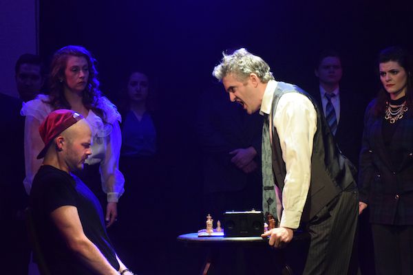 Chris Jumper, Jennifer Walder, Joey Donnelly, MariaElisa Costa, Doug Chitel, Dennis Wees, Carman Napier in 'Chess' at the Gallery Players (photo by Ryan Graytok)