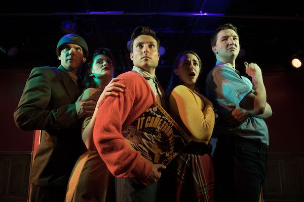 (l. to r.) David R. Doumeng, Kaitlyn Baldwin, Clint Hromsco, Kayleen Seidl, Bryan S. Walton in a scene from IT CAME FROM BEYOND. Photo credit: Adam Smith, Jr.