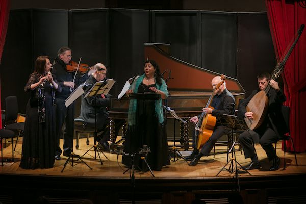 Fête Galante: The Anatomy of Melancholy with soprano Sherezade Panthaki and the Four Nations Ensemble with illustrated talks by Tav Holmes at the Italian Academy in New York on May 17, 2018. (COPYRIGHT: Benjamin Chasteen for ASPECT Foundation for Music & Arts)