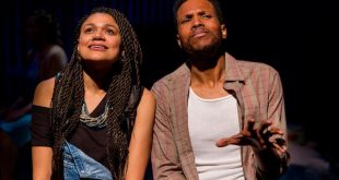 Morgan McGuire and Corey Allen in THE SEA CONCERTO by August Schulenburg, produced by Flux Theatre Ensemble. Photo by Isaiah Tanenbaum Theatrical Photography, www.isaiahtpd.info