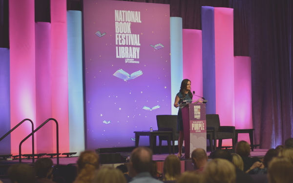 Photo of author Danica McKellar on stage