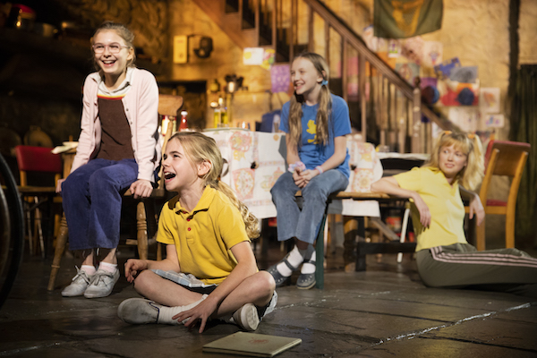 The Ferryman by Jez Butterworth, directed by Sam Mendes Now Playing at the Bernard B. Jacobs Theatre on Broadway Pictured (L-R): Brooklyn Shuck (Nunu (Nuala) Carney), Matilda Lawler (Honor Carney), Willow McCarthy (Mercy Carney), and Carla Langley (Shena Carney) Credit: © 2018 Joan Marcus