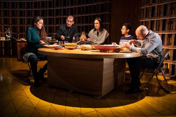 Dahlia Azama, Nabil Elouahabi, Heather Raffo, Liam Campora, Matthew David in 'Noura' at Playwrights Horizons (Joan Marcus)