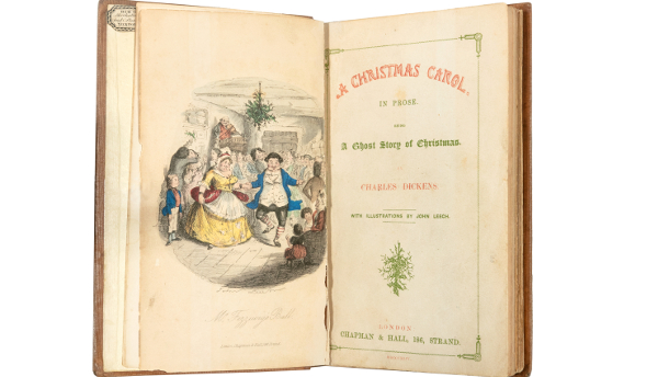Photo of a trial edition of Charles Dickens' book A Christmas Carol