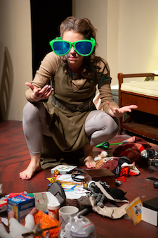 Lucy Lavely in Self Help in the Anthropocene by Kristin Idaszak, part of New Light Theater Company’s Brecht: Call and Respond (an evening of three one-acts). Photo by Hunter Canning
