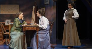 Photo of actresses Holly Twyford, Laura C. Harris and Nora Achrati in the play 'Silent Sky'