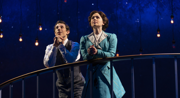 Photo of actors Jonathan David Martin as Peter Shaw and Laura C. Harris as Henrietta Leavitt in 'Silent Sky' at Ford's Theatre