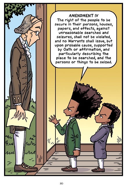 Characters from the comic strip Boondocks discuss Amendment 14 in Constitution Illustrated