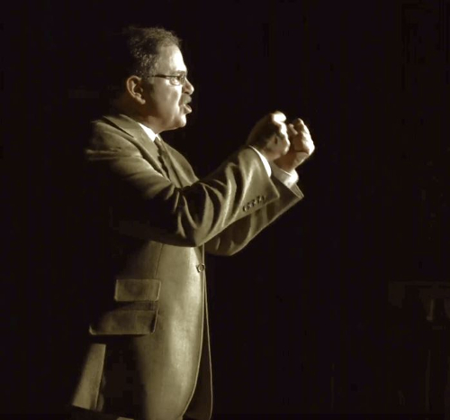 actor Phil Johnson portraying Theodore Roosevelt