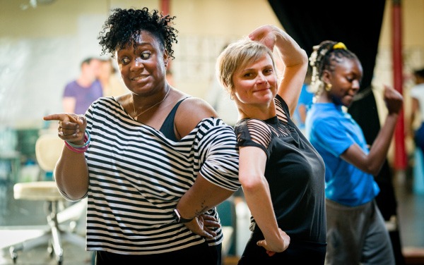 Photo of Sandra Marvin and Patrycja Kujawska standing in the rehearsal room