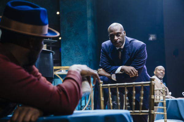 Production photo of Alani iLongwe, Wendell B. Franklin, and John Earl Jelks in 'Paradise Blue'