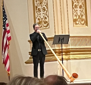 Richard Strauss' Daphne orchestration calls for an Alphorn.