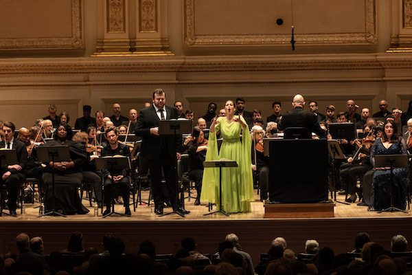 Kyle van Schoonhoven, Jana McIntyre, Leon Botstein, American Symphony Orchestra, 23 March 2023 (Photo credit: Matthew Dine)