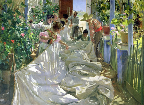 Joaquín Sorolla, 'Mending the Sail' (1896)