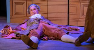 Nigel Gore in 'Émilie: La Marquise du Châtelet Defends Her Life Tonight' at the Flea Theater (photo credit: Ashley Garrett)