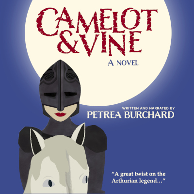 Image of the artwork for Petrea Burchard's 'Camelot & Vine,' showing a woman in armor and riding a horse