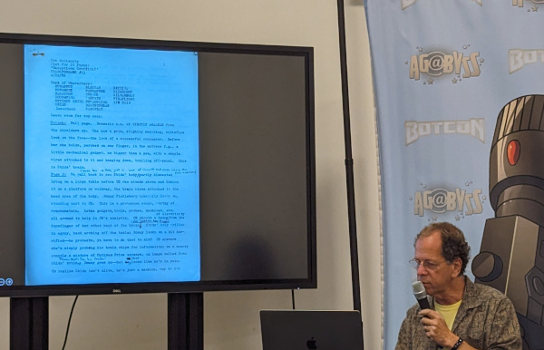 Bob Budiansky showing the character profiles he marked up