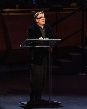 Nathan Lane as the Host. MasterVoices presents The Frogs, Conducted and Directed by Ted Sperling. Rose Theater, Frederick P. Rose Hall, Jazz at Lincoln Center. Photo Credit: Erin Baiano