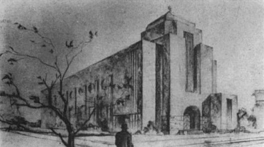 Sketch of the proposed New Synagogue, Shanghai, 1937
