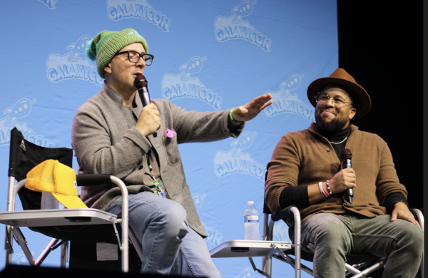 Photo of Steve Burns and Victor Dandridge on stage