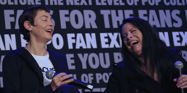'Charmed' actors Rose McGowan and Holly Marie Combs sharing a laugh