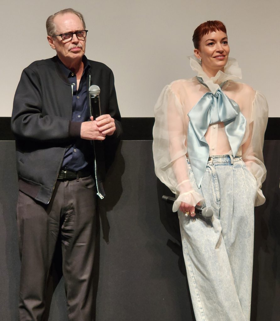 Steve Buscemi, Britt Lower at the Q and A after the screening of 'The Shallow Tale of a Writer who Decided to Write about a Serial Killer' (Carole Di Tosti)