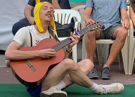 Andy Rowell as Feste in 'Twelfth Night' from the Drilling Company's Shakespeare in the Parking Lot