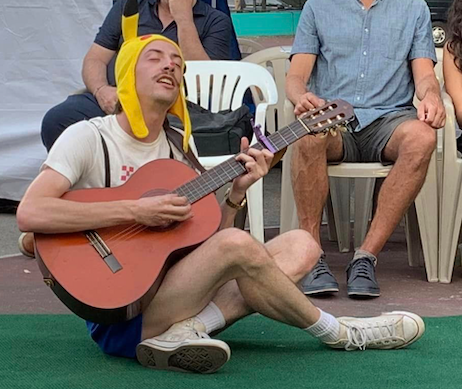 Andy Rowell as Feste in 'Twelfth Night' from the Drilling Company's Shakespeare in the Parking Lot