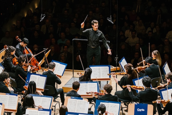 Conducting fellow Benoit Gauthier conducts the Curtis Symphony Orchestra at David Geffen Hall, NYC, 24 November 2024 (Fadi Kheir)