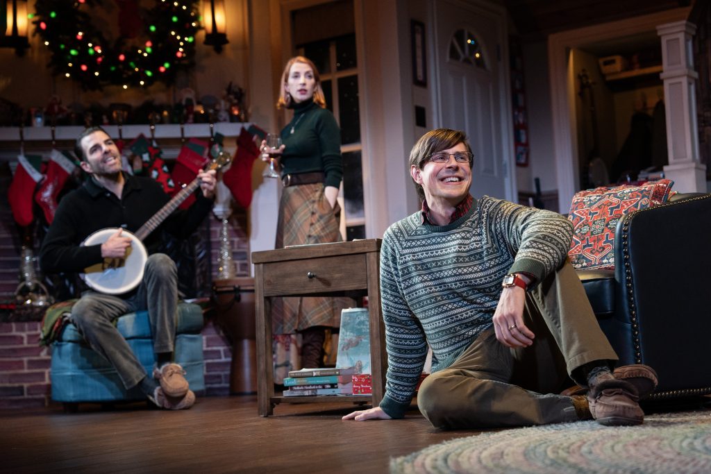(L to R): Zachary Quinto, Molly Bernard, Christopher Lowell in 'Cult of Love' (Joan Marcus)'