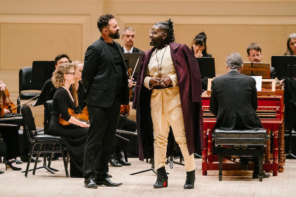 Christophe Dumaux as Cesare, John Holiday as Tolomeo with The English Concert in Handel's 'Giulio Cesare in Egitto' (photo credit: Fadi Kheir)