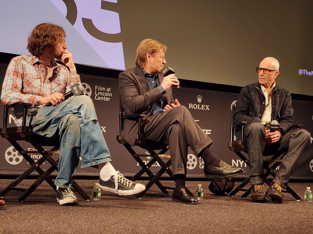 Ronan Day-Lewis, Sean Bean, Daniel Day-Lewis after the press screening of 'Anemone' at the 63rd NYFF (Carole Di Tosti).