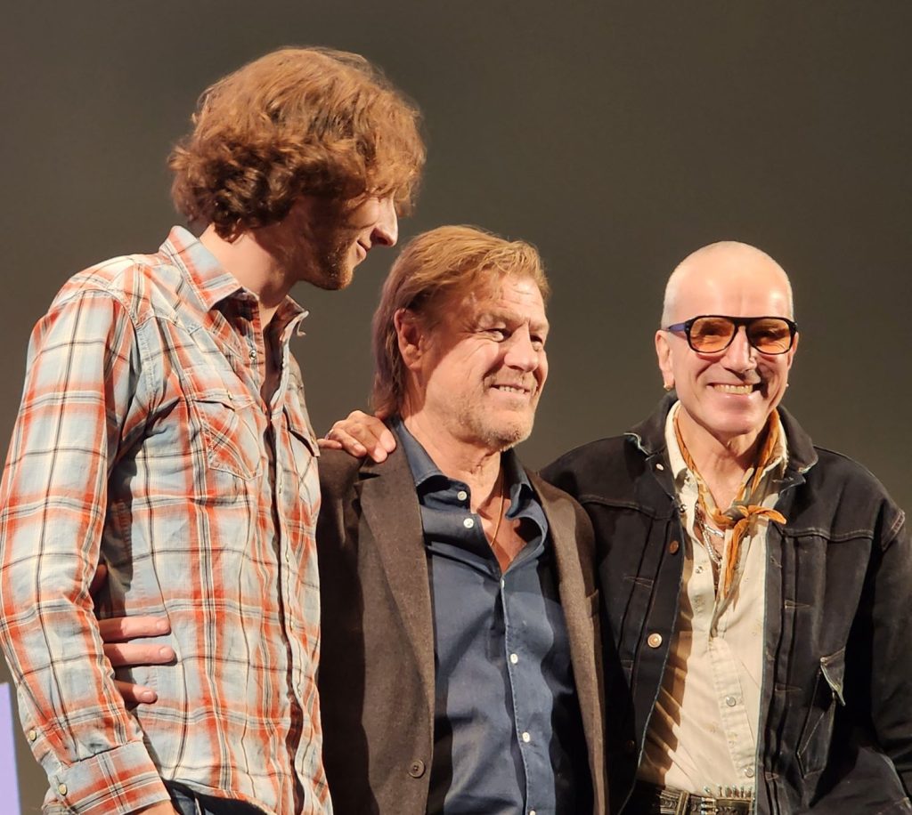 (L to R): Ronan Day-Lewis, Sean Bean, Daniel Day-Lewis after the press screening of 'Anemone' at the 63rd NYFF (Carole Di Tosti)