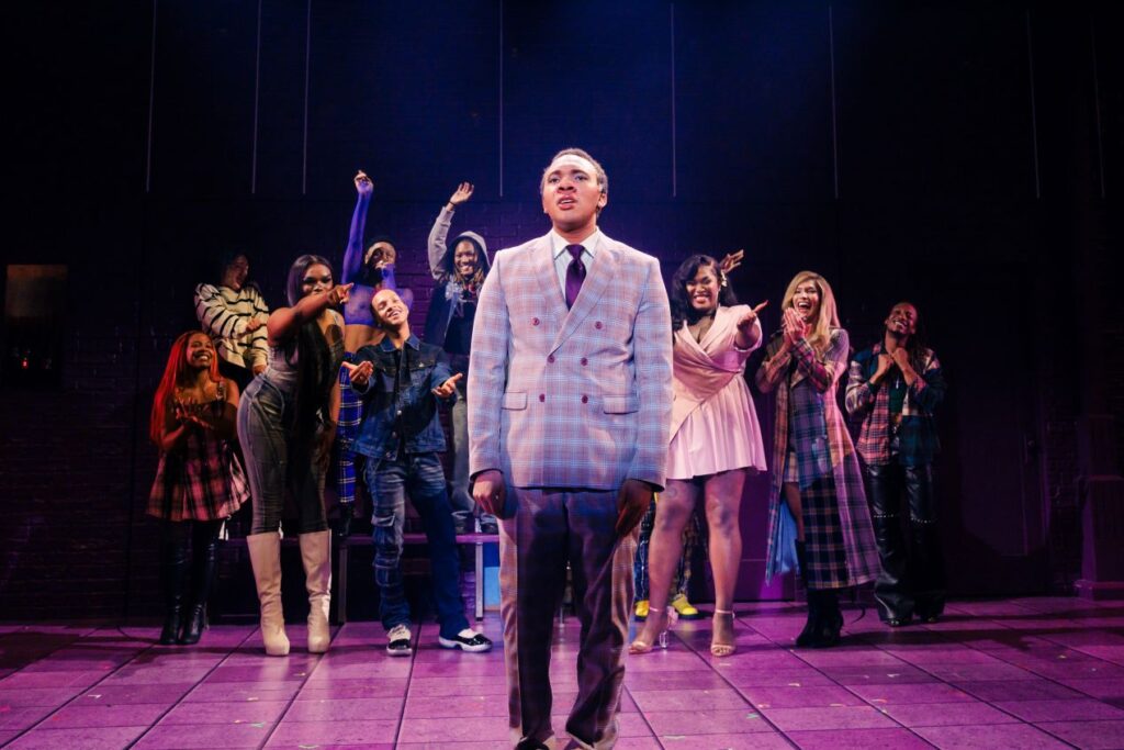 Bryson Battle (center) and the company of NYTW's 'Saturday Church' (Marc J. Franklin).
