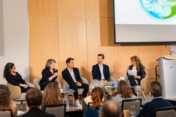 The 2026 Azrieli Music Prize laureates: from left, Dalit Hadass Warshaw, Hana Ajiashvili, Adrian Mocanu, Nicholas Denton Protsack (credit: Danylo Bobyk Photography)